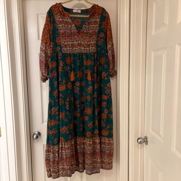 Natural Life Nova Maxi Dress, Teal Riviera Floral XL - Picture 3 of 8